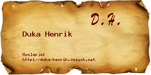 Duka Henrik névjegykártya